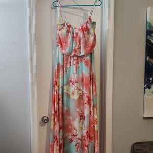 Floral Dress with Pink and Blue Accents